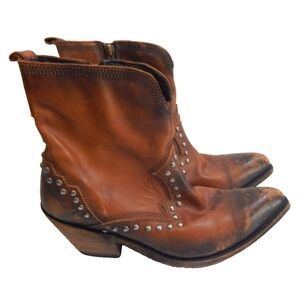 Liberty Black Distressed Western Ankle Boots